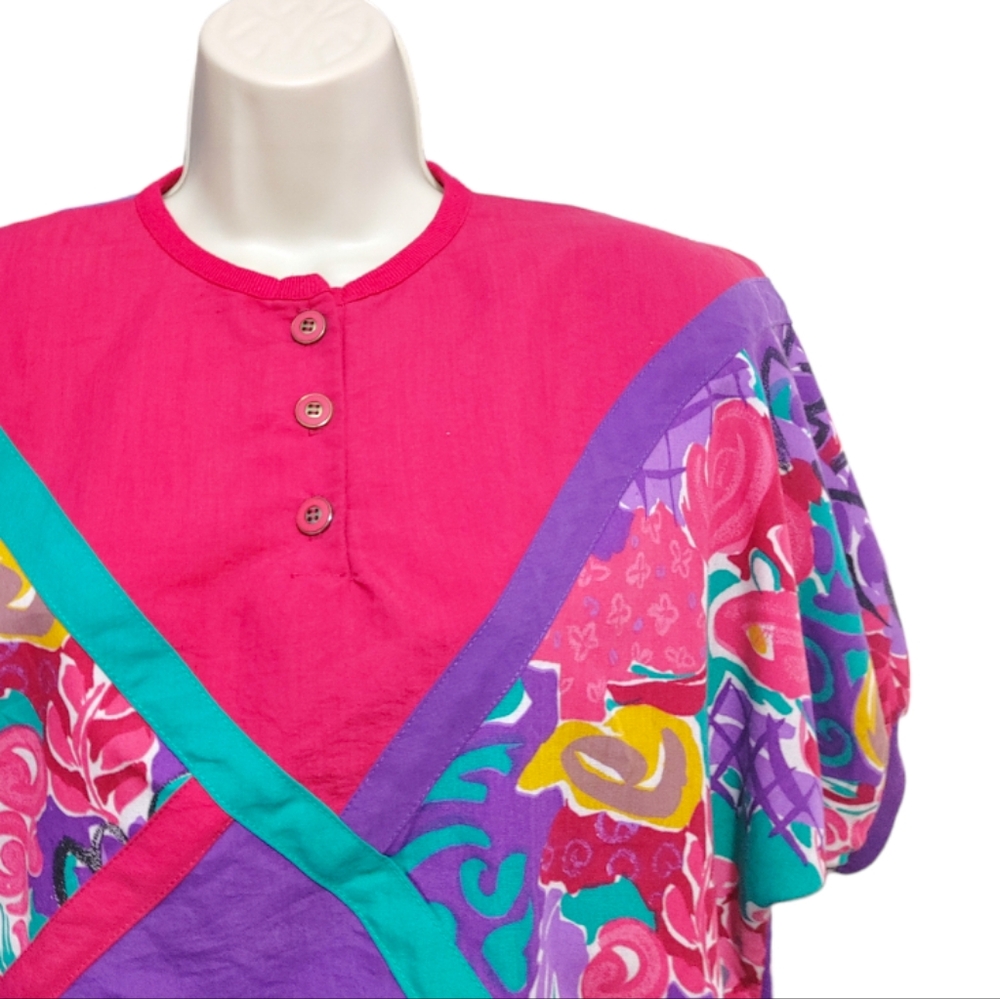 Vintage Cricket Lane Colorful Short Sleeve Sweatshirt Women's Size Small NWT - Picture 7 of 12